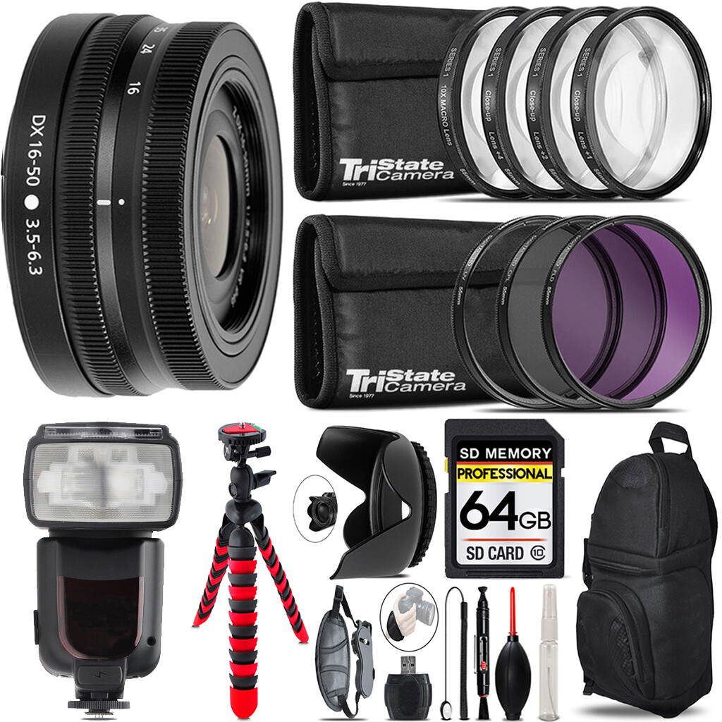 Ｆ.Ｆ 　　Nikon Z 50 DX 16-50 Kit Nikon Z DX 16-50mm VR Lens + Nikon Speedlight & More - 64GB Kit | eBay