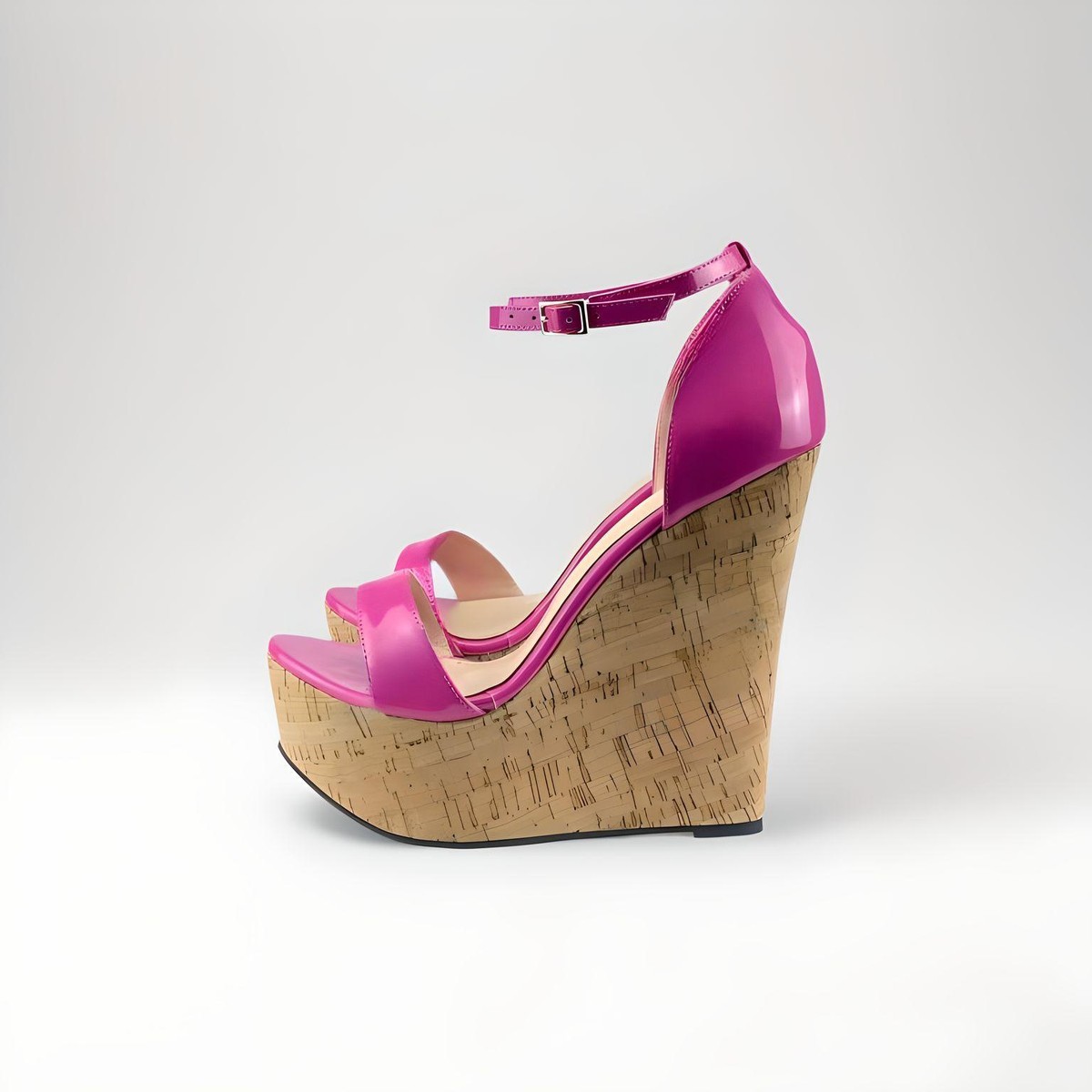 Ultra high heel 16cm cork wedge mules with barely there upper UK3-13
