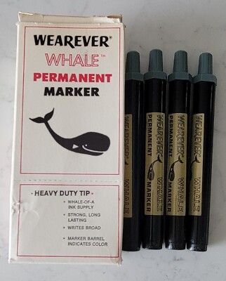 Vintage ~ Wearever Permanent Marker WHALE ~ original box (4) markers  ~ No. 731