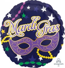 MARDI GRAS FOIL BALLOON MASQUERADE MASK BEADS STARS PARTY DECORATION 43CM