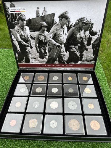 World War II Allies & Axis 20 Coins Collection with Certificate Of Authenticity - Picture 2 of 24