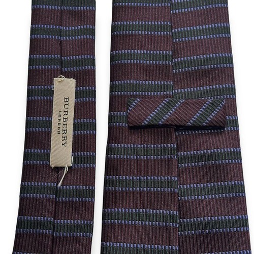 Burberry London Silk Jacquard Border Necktie Brown 3.6 inches Used - Picture 2 of 10