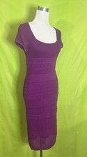 Catherine Malandrino Cheryl Pointelle Knit Dress Size Small Purple Sweater Dress