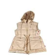 Levi's Vest Women's Small Mocha Taupe Cinch Waist Shiny Gorpcore Hooded Puffer