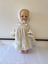 Vintage 19” Baby Doll Made in England Morley St Joan Dress Bonnet Pedigree Style