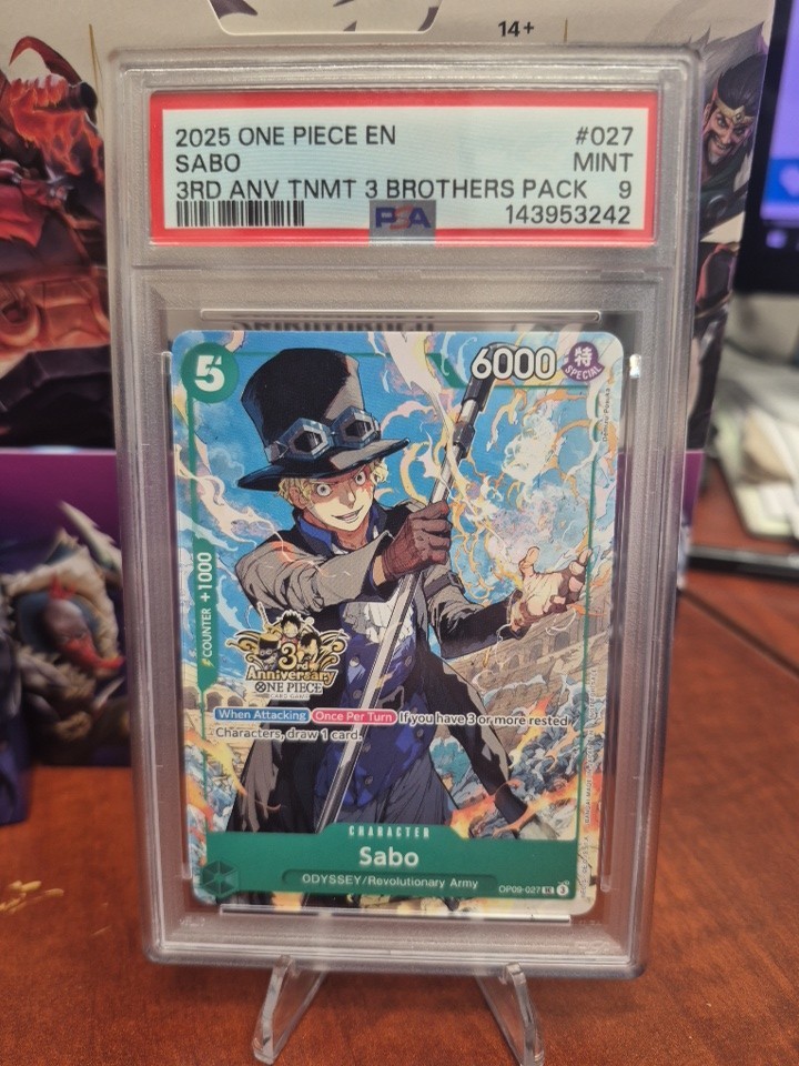 2025 One Piece SABO #ST01-027 3rd Anniv. Tournament Winner English PSA 9