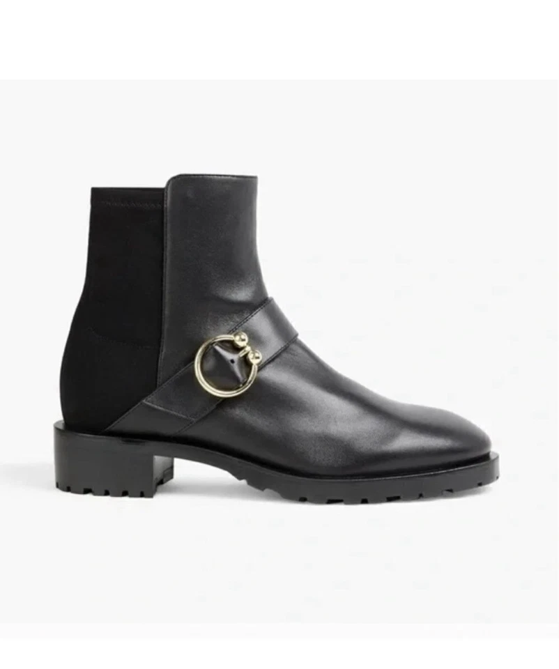 Stuart Weitzman Sz 10 Luxering Boots Black Leather Stretch Booties $595!