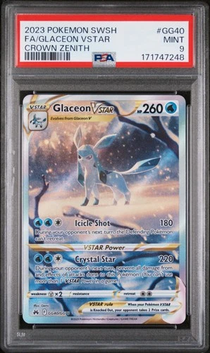2023 POKEMON SWORD & SHIELD CROWN ZENITH #GG40 FULL ART/GLACEON VSTAR PSA 9