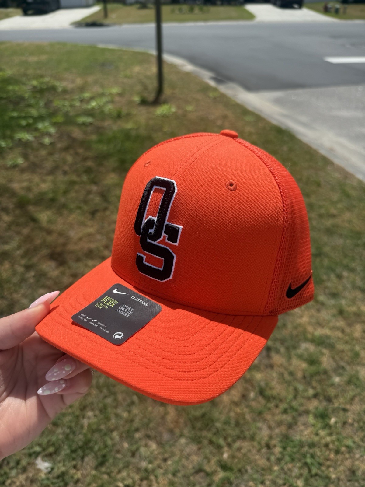 Oklahoma State Cowboys Hat Cap Flex Fit Classic99 Orange Nike Dri Fit Swoosh S/M