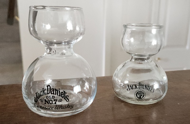 Vintage 2 Jack Daniels Whiskey Double Bubble Shot Glass Chaser Jigger