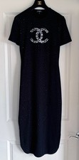 CHANEL 21P CC BLACK MULTICOLOR CC LOGO SHORT SLEEVE DRESS 36