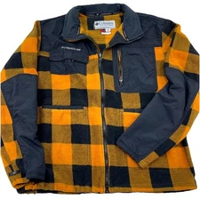 Columbia Jacket Men XL Orange Buffalo Plaid Titanium Interchange Fleece Adult