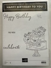 Stampin Up HAPPY BIRTHDAY TO YOU Cling Stamp Set 152308 Large Cake Stand Flowers