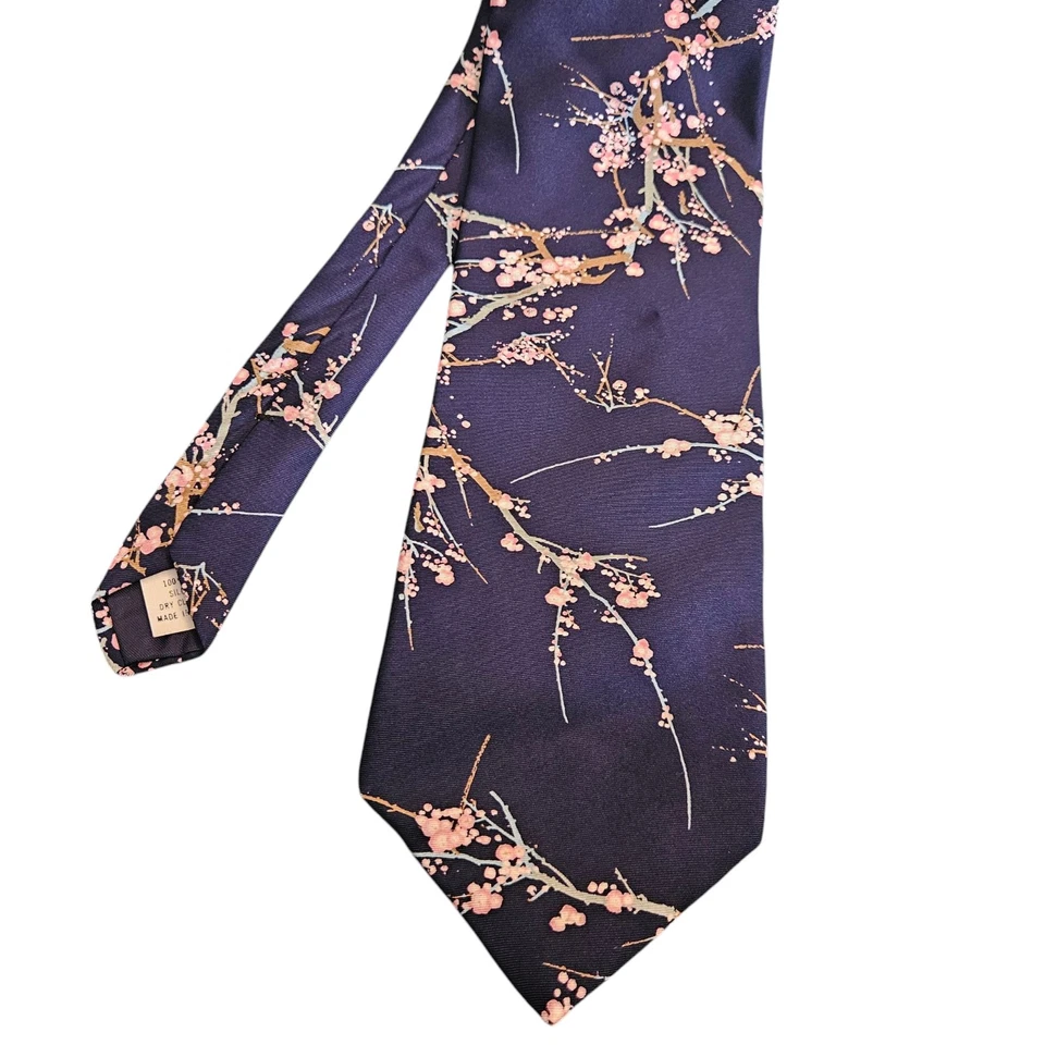Smithsonian Institute Mens Lot Of 2 Necktie Blue Cherry Blossoms / Gold Paisley - Image 4 of 4