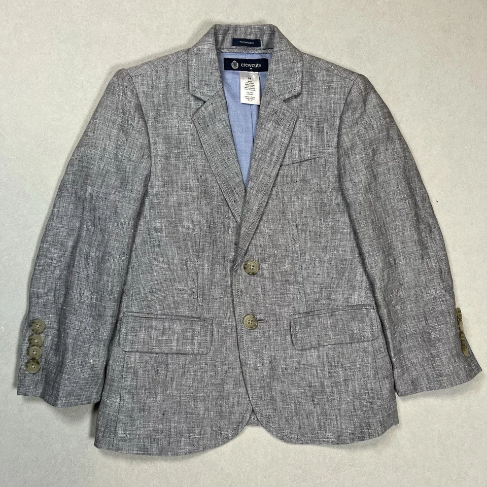 New Crewcuts Boys Gray Thompson 100% Linen Blazer Sz 4-5 Single Vent Classic NWT - Image 2 of 4