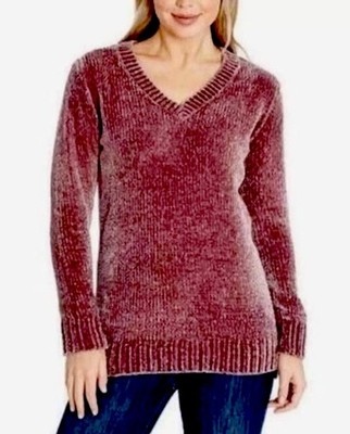 Orvis Sweater XL Misty Lavender Mauve Soft Cozy Chenille Knit Pullover Women's