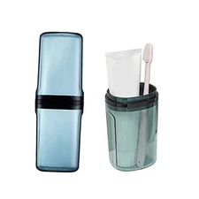 Travel Toileting Cup, Transparent Mouthwash Cup, Portable Toothbrush Case with 