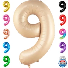 KatchOn 40" Giant Caramel Number 9 Balloon Birthday Anniversary Party Decoration