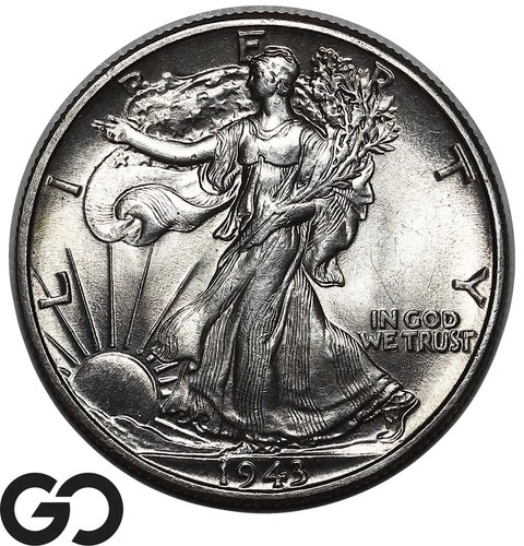 1943 Walking Liberty Half Dollar, Solid Gem BU++