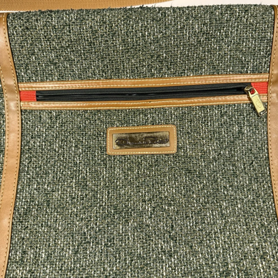 Bolsa de ropa de tweed verde Oscar de la Renta de colección equipaje de viaje portaequipajes Foto 4 de 4