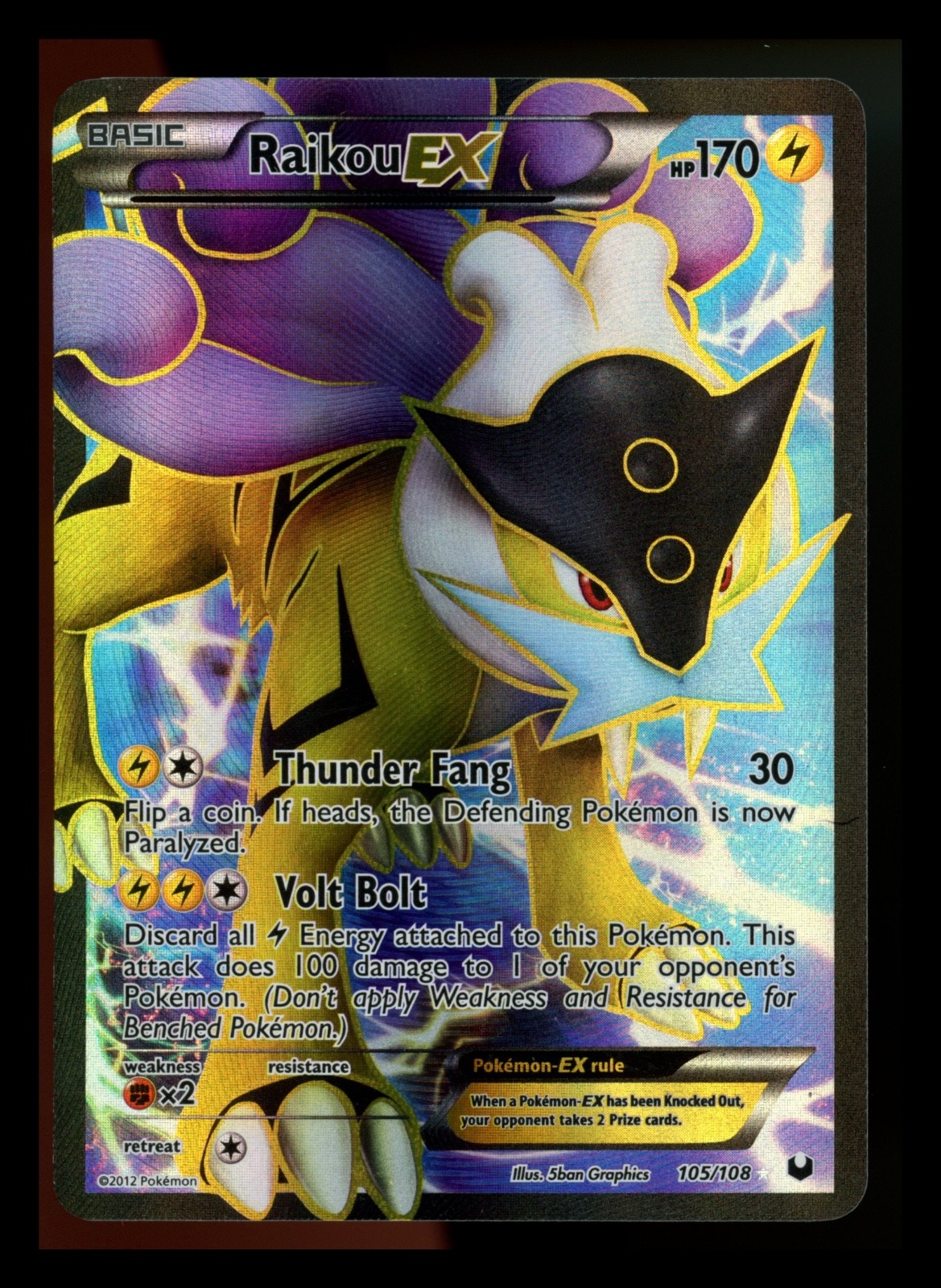 Raikou EX 105/108 Dark Explorers 2012 Full Art Holo Rare Pokémon Card TCG