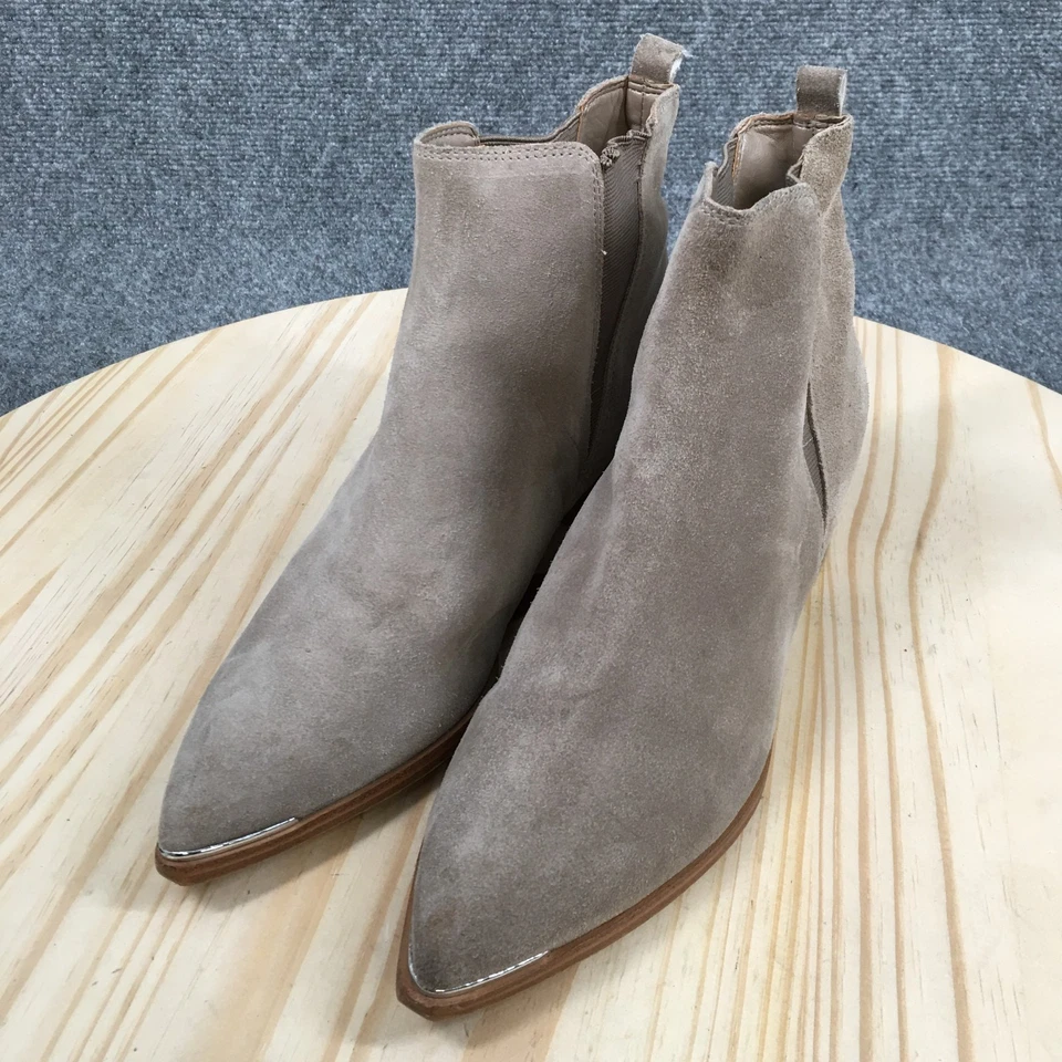 Marc Fisher Boots Womens 8 M Taupe Yale Chelsea Booties Leather Pull On Pointed - Image 3 of 4