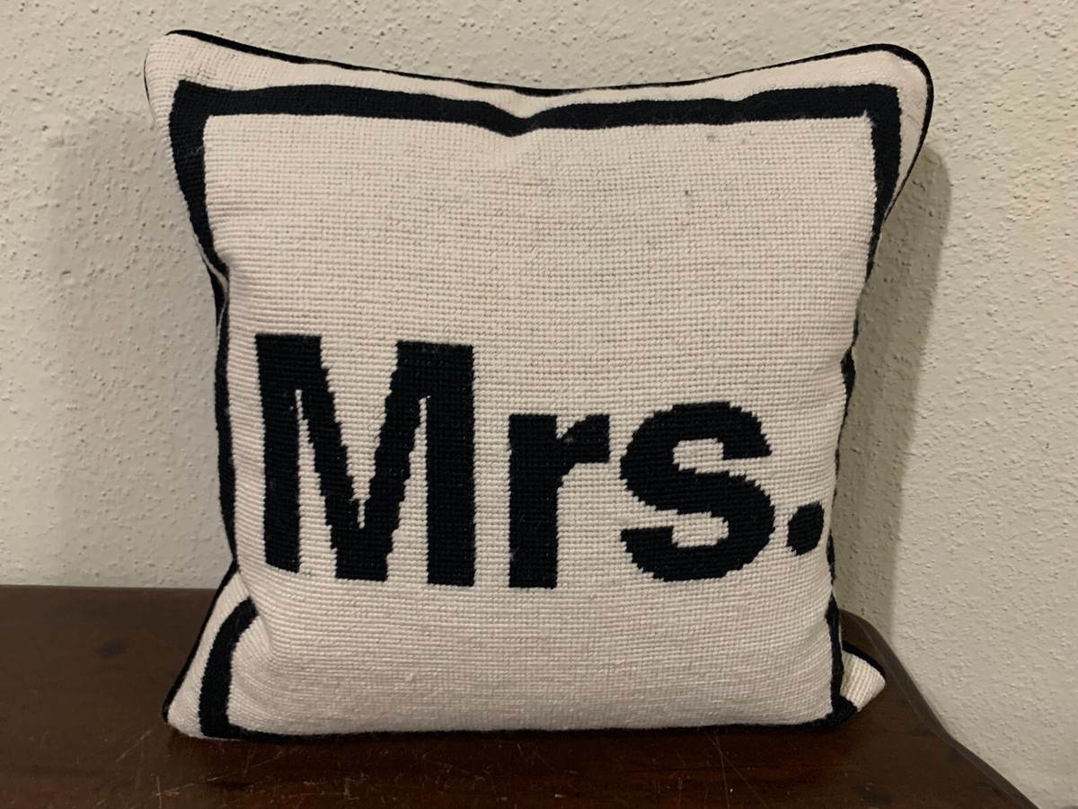 Jonathan Adler Needlepoint Wool Mrs Pillow Cover 16