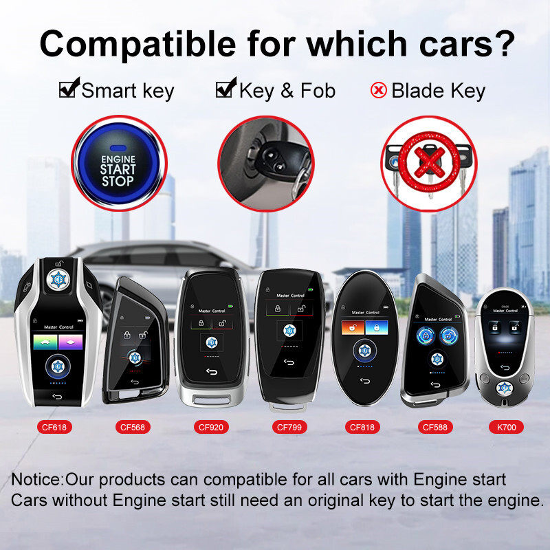 Touch Screen Smart LCD Remote Key Fob for All Car Models with Engine