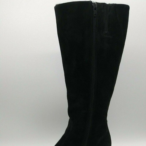 Botas Aquatalia negras de gamuza sintética de piel hasta la rodilla tacón de cuña cremallera lateral para mujer 7,5 - Imagen 2 de 8