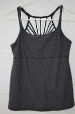 PrAna Gray 85 Polyester/15 Lycra Built In Bra Strappy Yoga Tank Top Size M