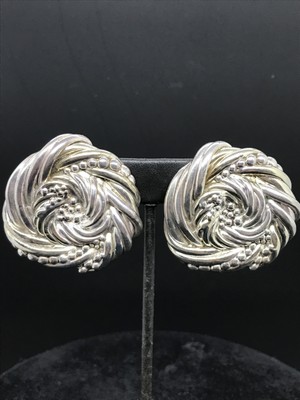 Vintage 925 Sterling Silver Signed JE  Electroform Modernest 2-tone  Earrings
