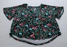 Style & Co. Women's Printed Short Sleeve Top EJ3 Garden Blue Size 2XL NWT