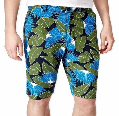 American Rag Herren Schwarz Blau Tropisches Muster Slim Fit Shorts 30 32 33 34