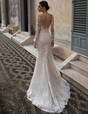 Scoop Neck Mermaid Wedding DressesBeaded Appliques Button Back Lace Bridal Gown | eBay Scoop Neck Mermaid Wedding DressesBeaded Appliques Button Back Lace Bridal Gown | eBay