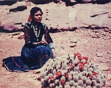 Josef Muench (American 1904-1998) Color Photograph Navaho Girl with Cactus