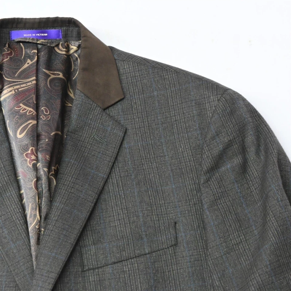 Tallia Large Brown Glenn Plaid Mens Blazer Sport Coat Suit Jacket - Image 2 of 4