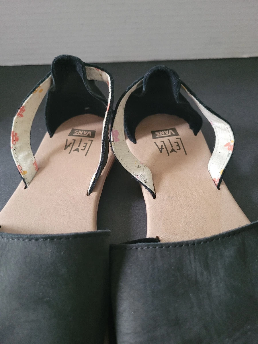 Leila Suede Vans Sandals Slides Black Womens NWOB Shoes Size 8