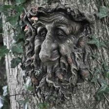 Man Of Forest GreenMan Tree Face Leaf Plaque Wall Garden Ornament Magical Decor
