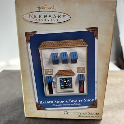 Vintage Hallmark Keepsake BARBER BEAUTY SHOP Ornament Collectors Series 2004