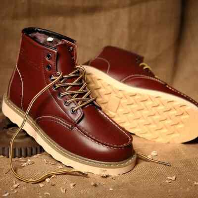 Winter Leather Men Boots Warm Mens Snow Boots with Fur Waterproof Handmade Male