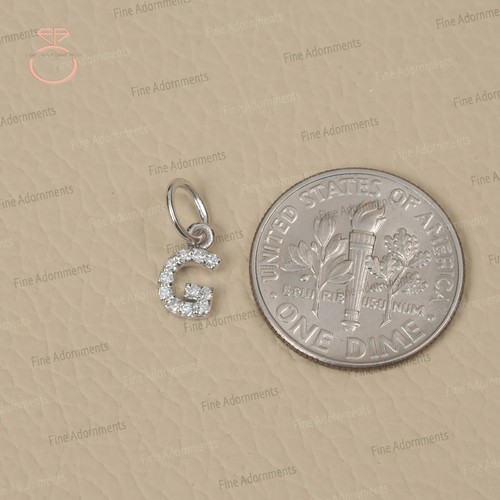 Solid 14k Gold G Initial Pendant Genuine Diamond G Letter Tinny Charm Pendant - Picture 3 of 8