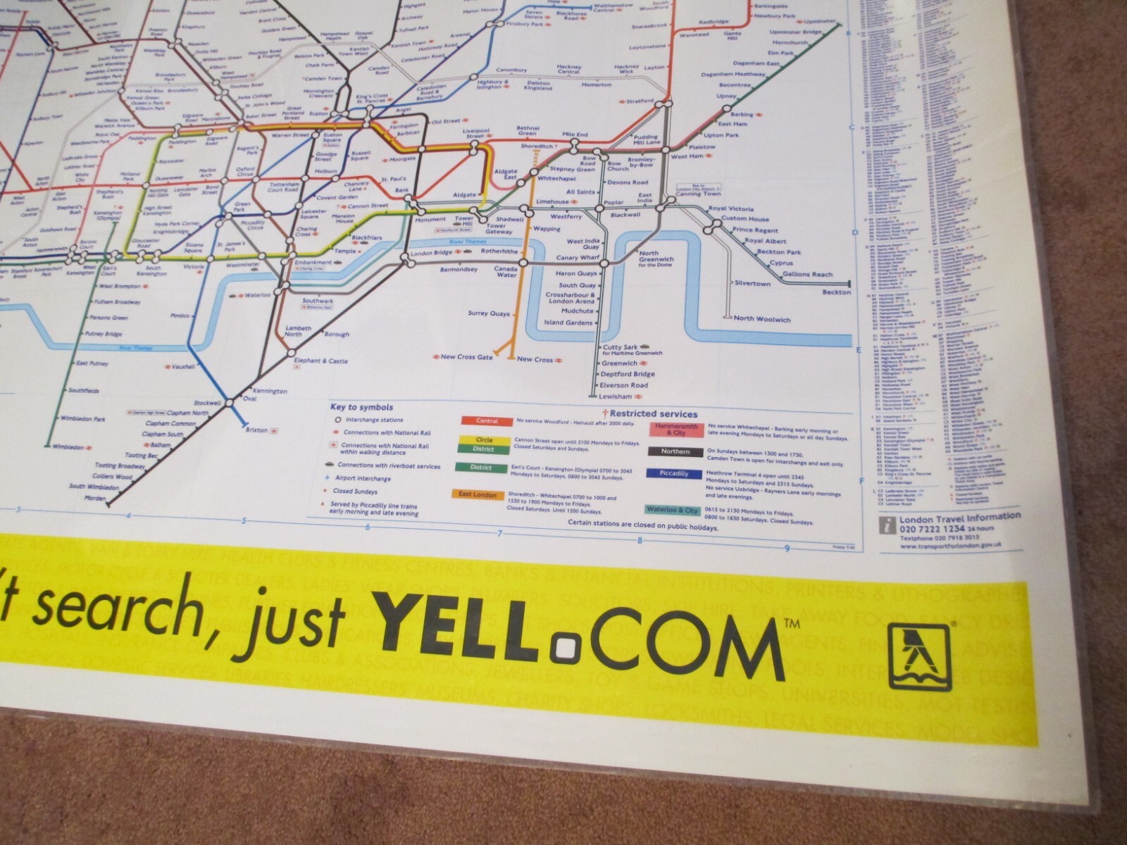 LONDON UNDERGROUND TUBE MAP POSTER GENUINE LAMINATED ORIGINAL 40 X 50 9