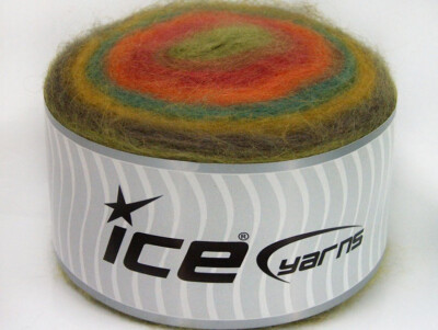 2-Skein Lot Cakes Angora Yarn  fine 2x200g/1100m Green Orange Red Camel