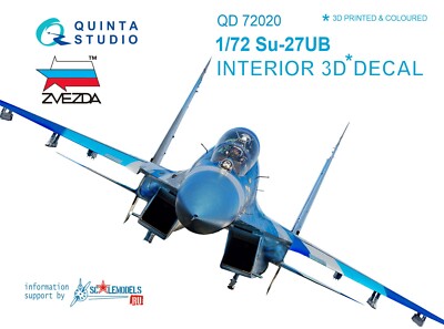 Quinta Studio QD72020 3D Decal set for Su-27UB. Interior (Zvezda 7294,7277) 1/72