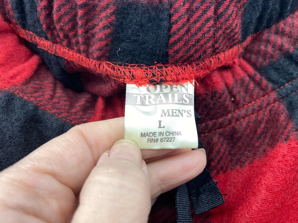 Open Trails Mens Large Red And Black Tartan Plaid Pajama Pants - Image 4 of 4