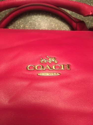 Coach Colette Leather Satchel Shoulder Bag Handbag Purse Pink Ruby Gold $428 - Picture 4 of 5