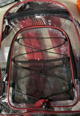   Trailmaker Water-Resistant Clear Backpack 16 , Red/black 