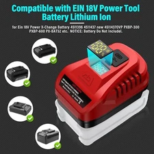100W USB Charger Adapter for Einhell 18V Battery with LED Display TypeC USB Port