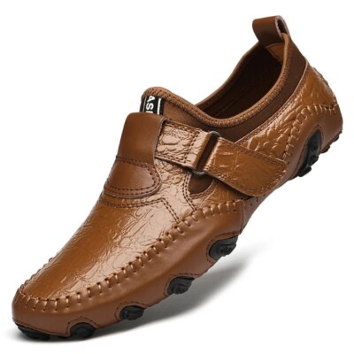 Fashion Genuine Leather Men Soft Casual Shoes High Quality Slip on Walking  Shoes