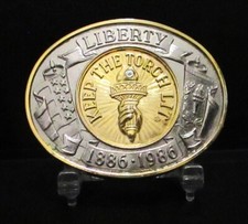 Statue of Liberty Keep The Torch Lit 1886-1986 Collectible Belt Buckle US Flag